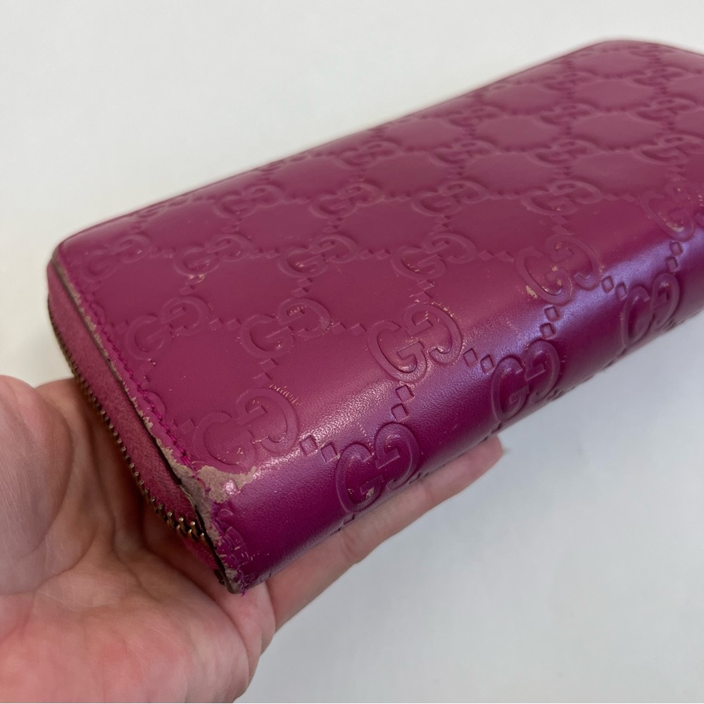 GUCCI Guccissima Signature Bowy Zip Around Wallet Peonia Flower - Picture 8 of 16